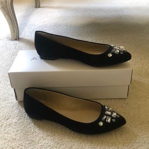 Ann Taylor suede ballet flats with jewels.